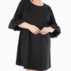 Black A line dress with puff sleeves